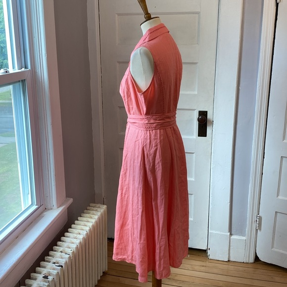 Jones New York Peach Linen Belted Wrap Dress, Size 8 - Picture 6 of 17